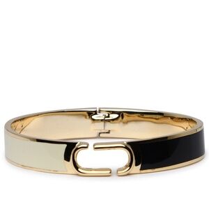 Marc Jacobs Gold & Beige J Marc Hinge Cuff Bracelet NWT